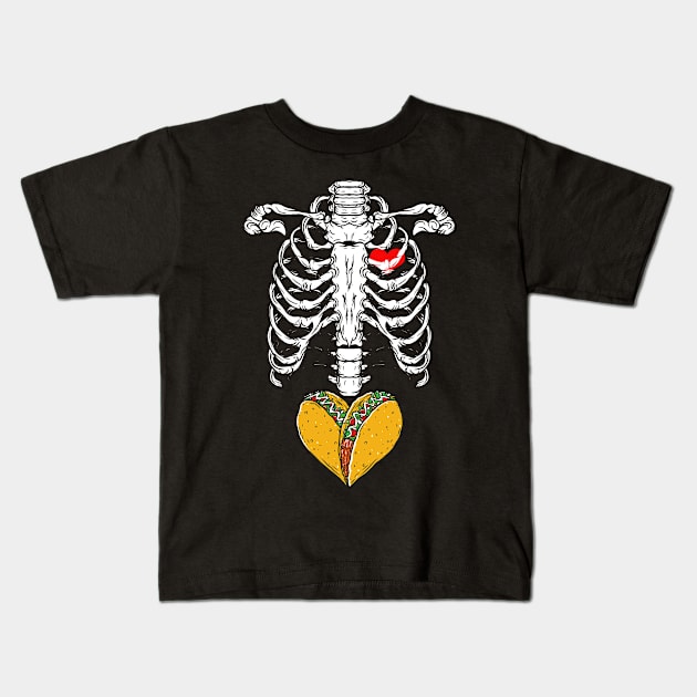 Halloween Skeleton Taco Kids T-Shirt by folidelarts